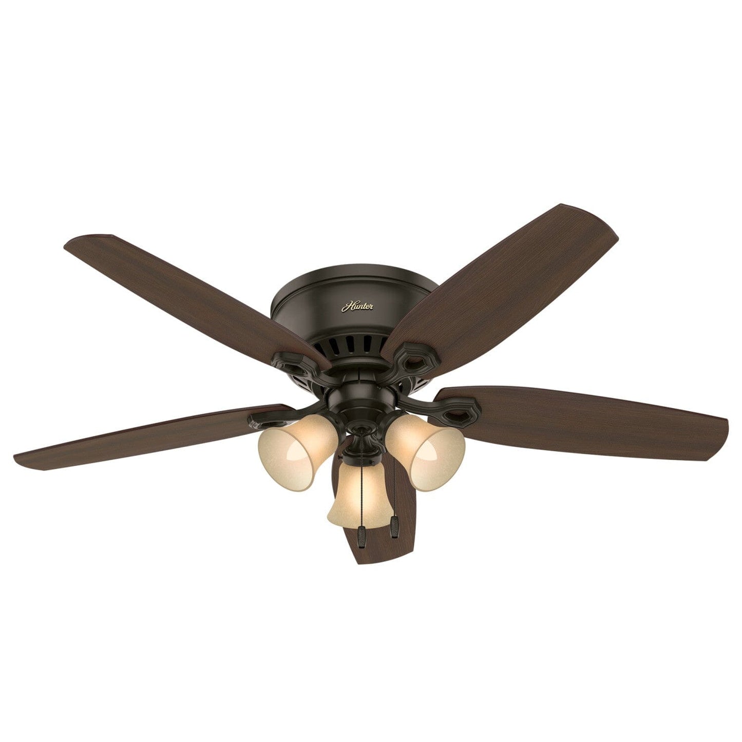 Builder Low Profile with 3 Lights 52 inch Ceiling Fans Hunter New Bronze - Brazilian Cherry
