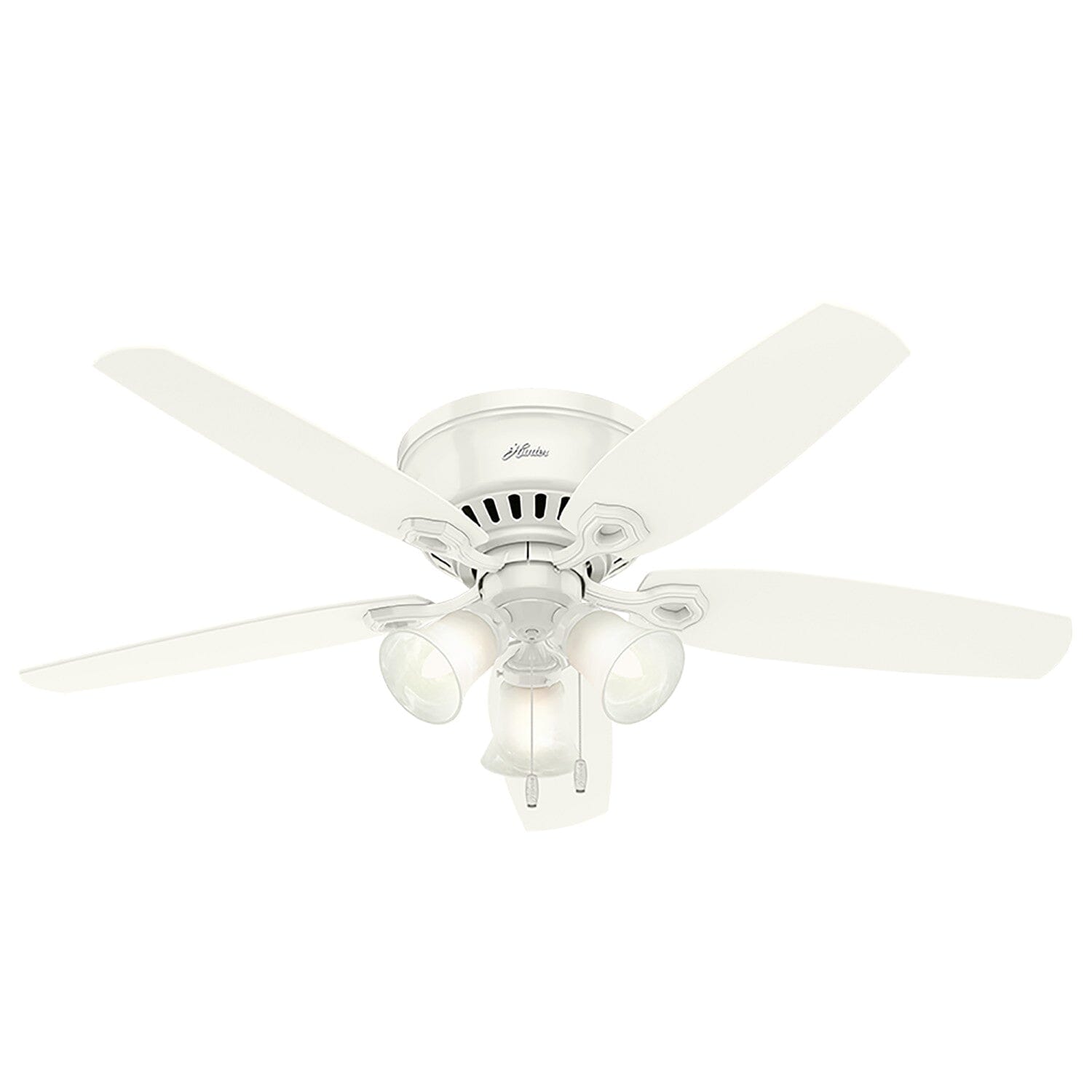 Builder Low Profile with 3 Lights 52 inch Ceiling Fans Hunter Snow White - Snow White