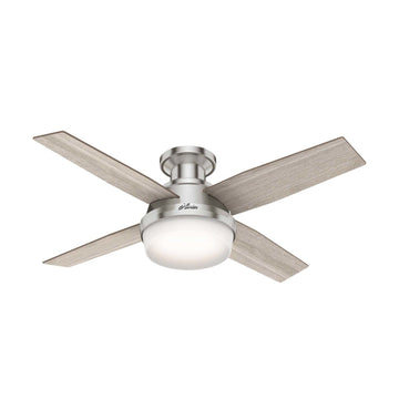 Dempsey Low Profile with Light 44 inch Ceiling Fans Hunter Brushed Nickel - Light Gray Oak