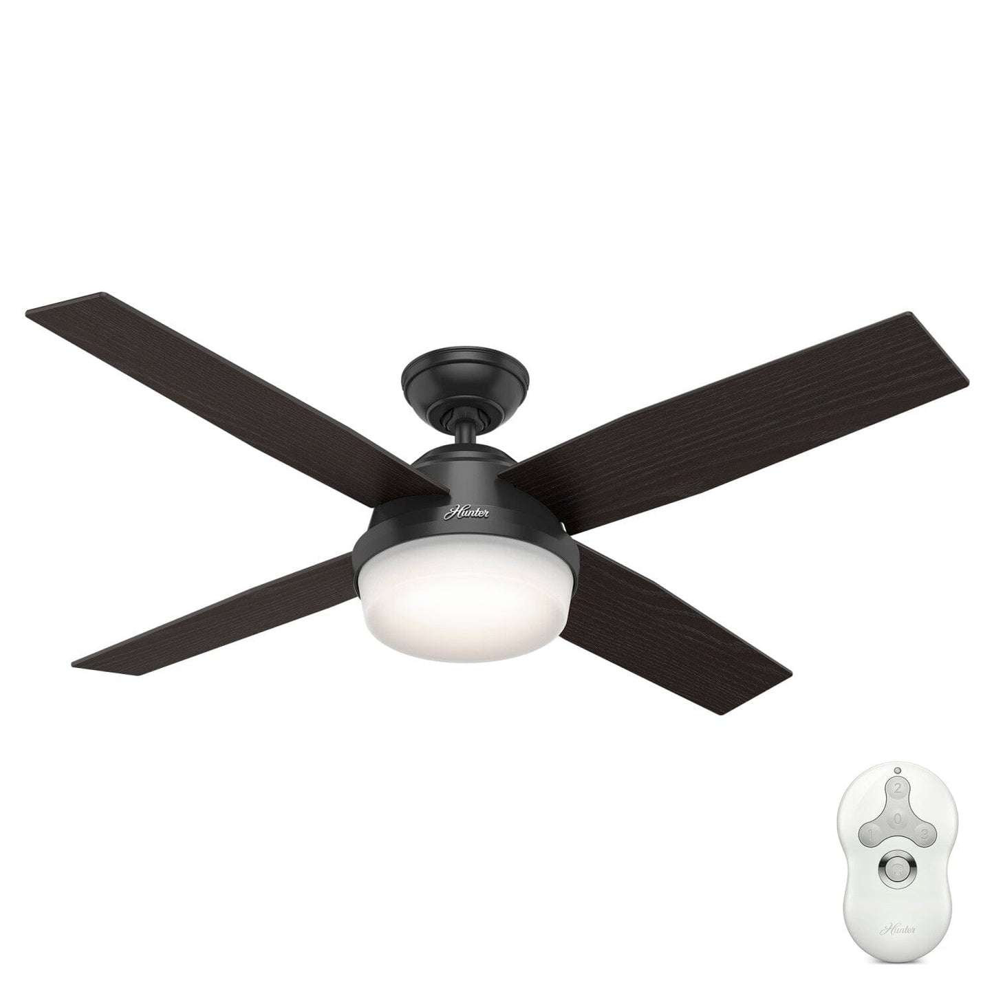 Dempsey Outdoor with Light and Remote Control 52 inch Ceiling Fans Hunter Matte Black - Black Willow